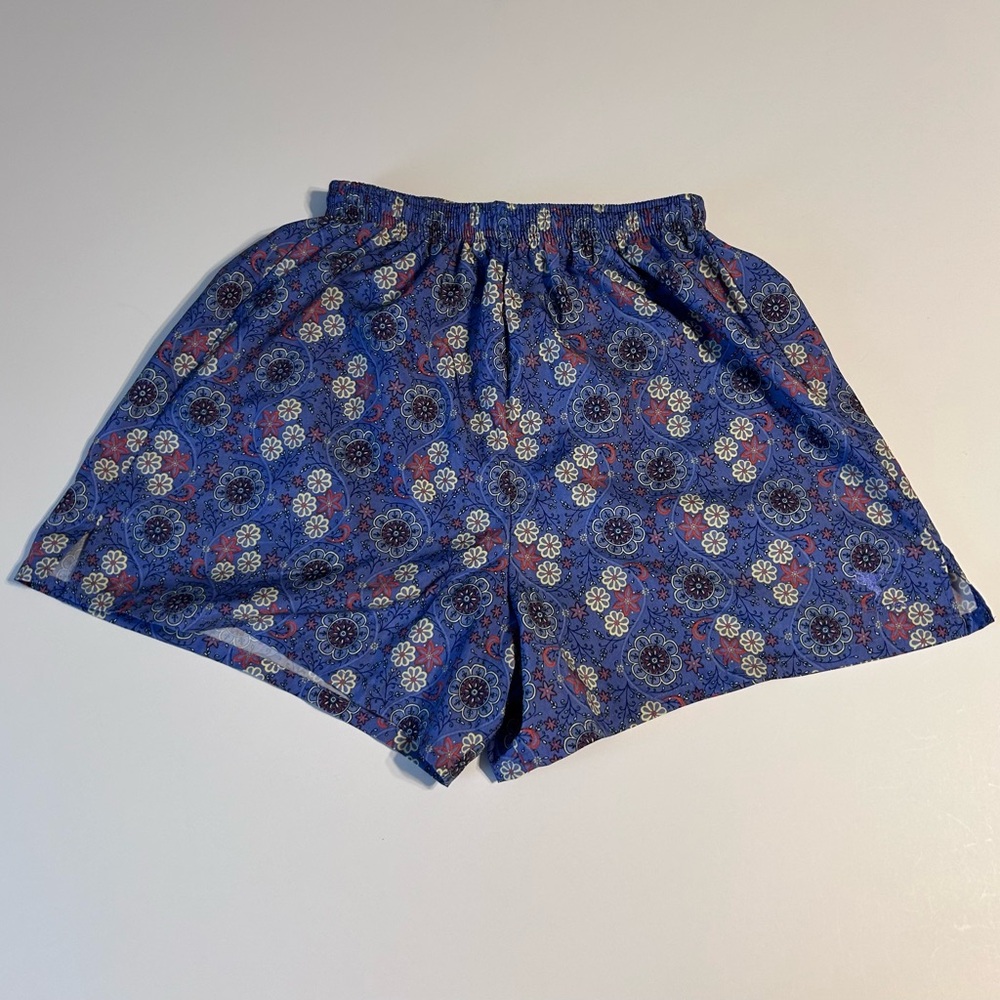 In Sport Shorts Women Medium Blue Floral Pull On  Elastic Waist Athletic Running